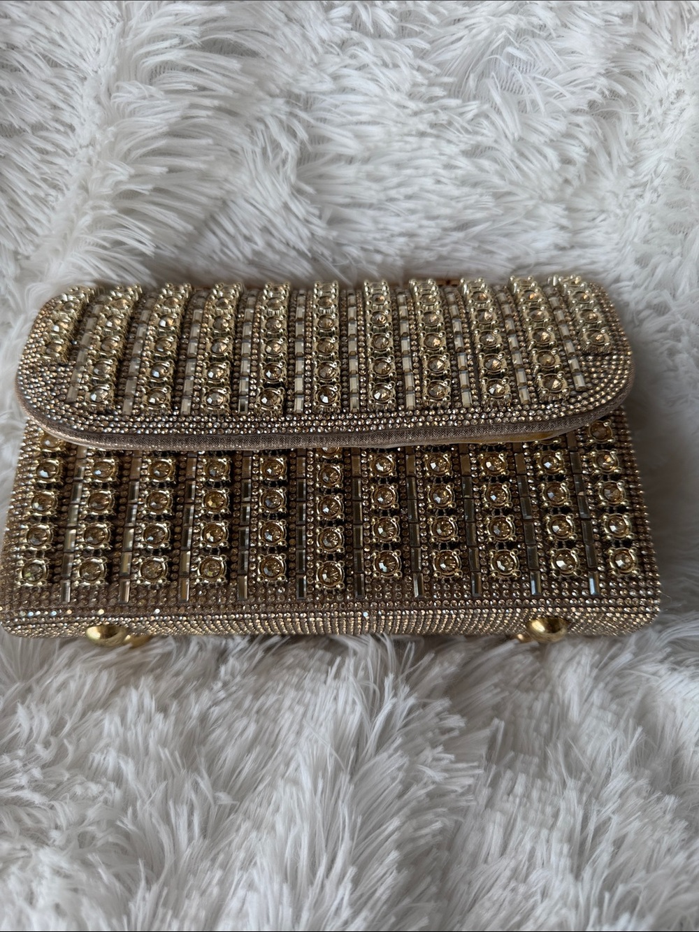 Gold Jeweled Evening Clutch - Women Bags (New - no tags)